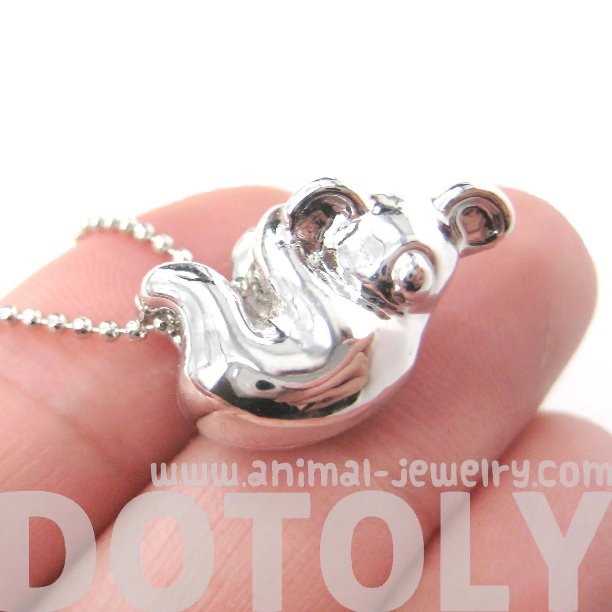 Sleek Abstract Koala Bear Shaped Animal Pendant Necklace in Silver | DOTOLY