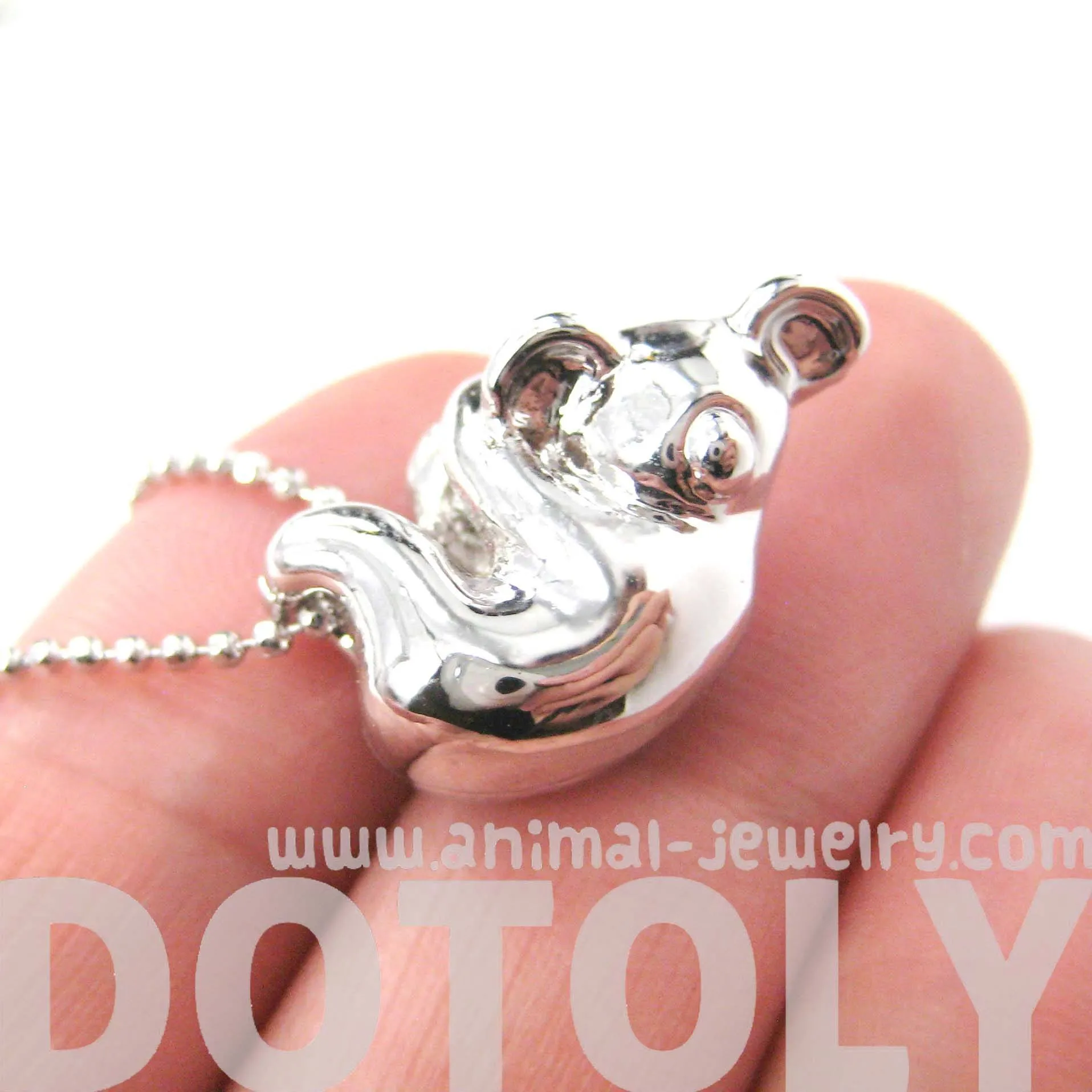 Sleek Abstract Koala Bear Shaped Animal Pendant Necklace in Silver | DOTOLY