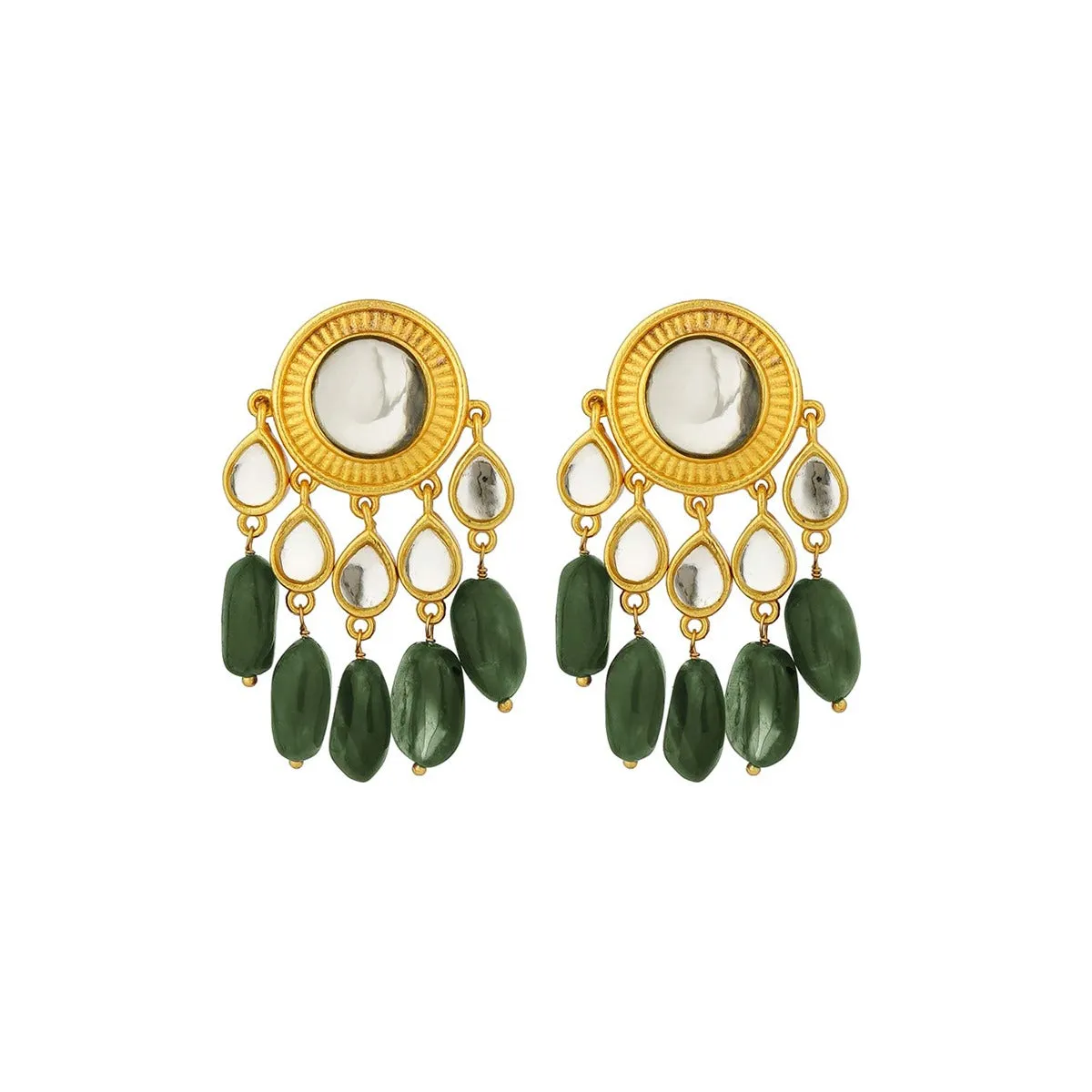 Sohni Stud Earrings - Green Strawberry Quartz