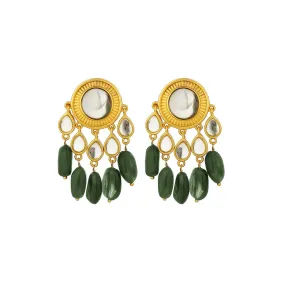 Sohni Stud Earrings - Green Strawberry Quartz