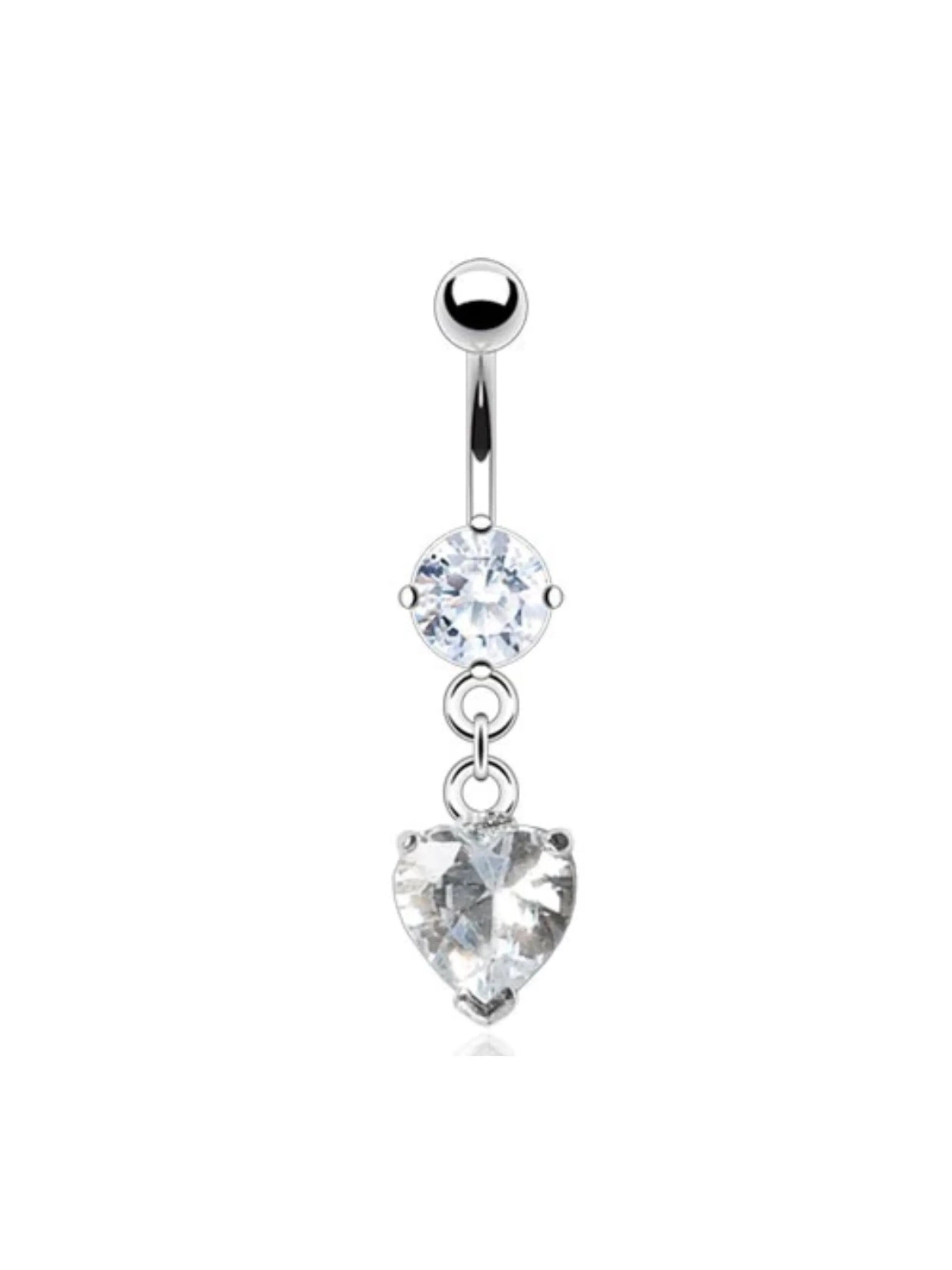 Soleil Heart Longer Bar Belly Ring