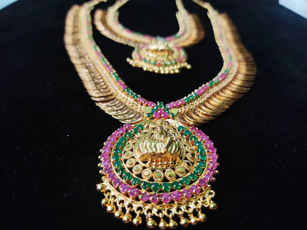 South Indian Gold Coin Necklace Set For Women