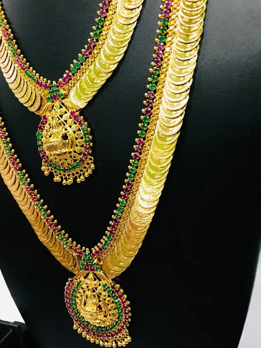 South Indian Gold Coin Necklace Set For Women