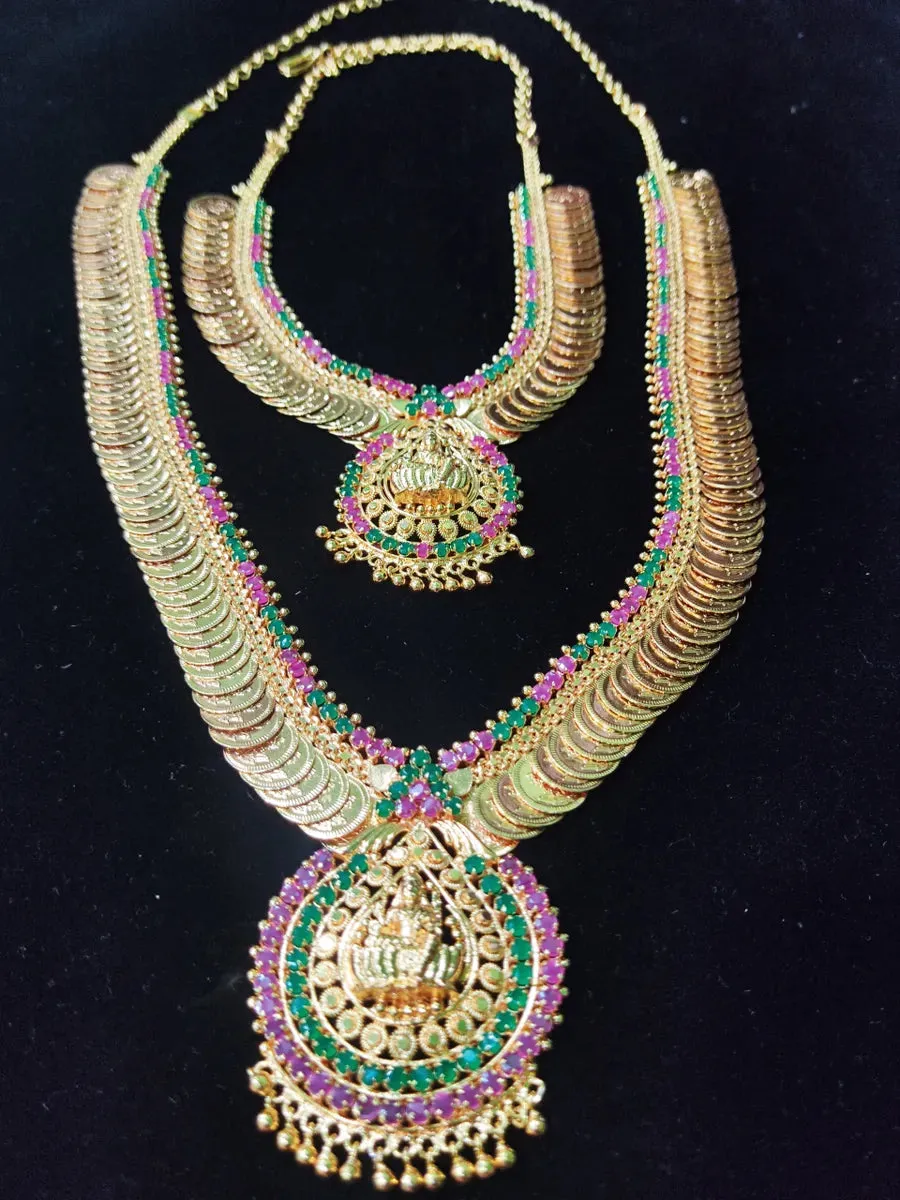 South Indian Gold Coin Necklace Set For Women