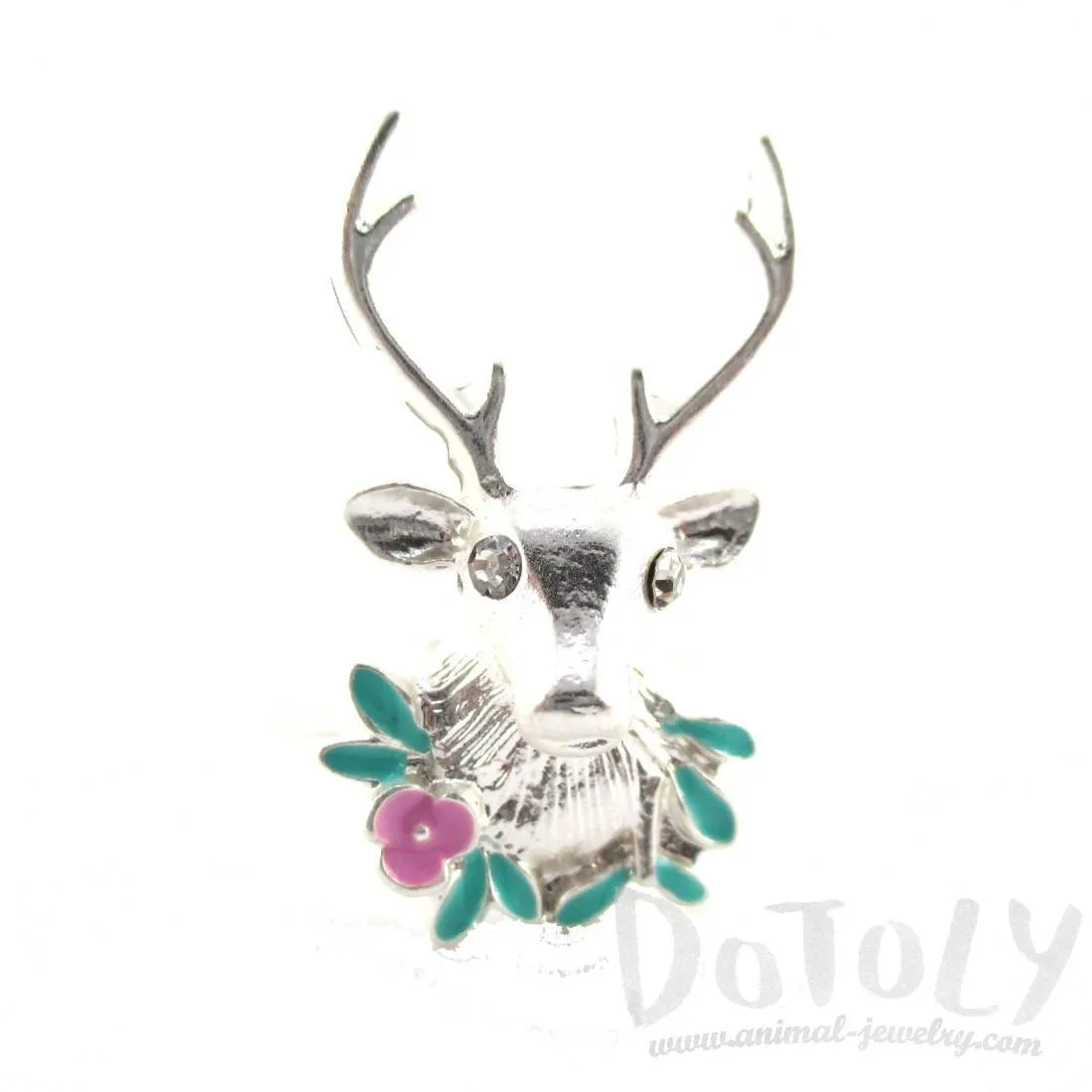 Stag Head Trophy Shaped Animal Ring in Silver | DOTOLY