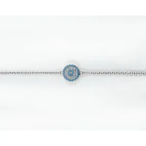 Sterling Silver Minimalist Eye of Protection Bracelet - Turquoise