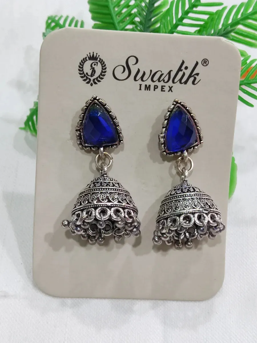 Stylish German Silver Jhumka Jhumki Earrings