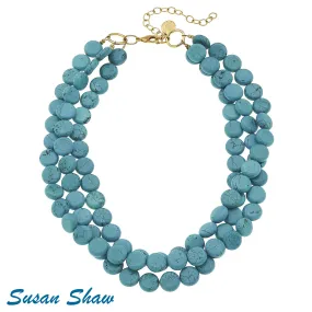 Susan Shaw 3 Strand Turquoise Necklace