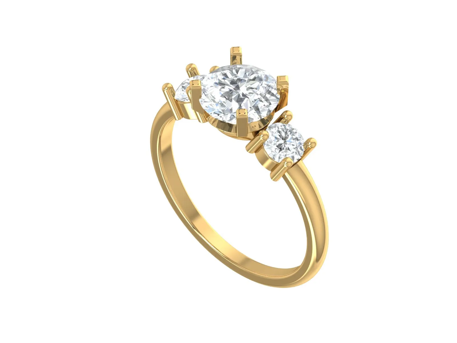 Three stone Round Cut Engagement Ring