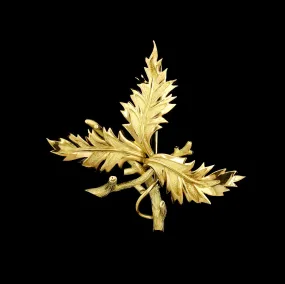 Tiffany & Co. 18K Yellow Gold Estate Schlumberger Three Leaf Pin