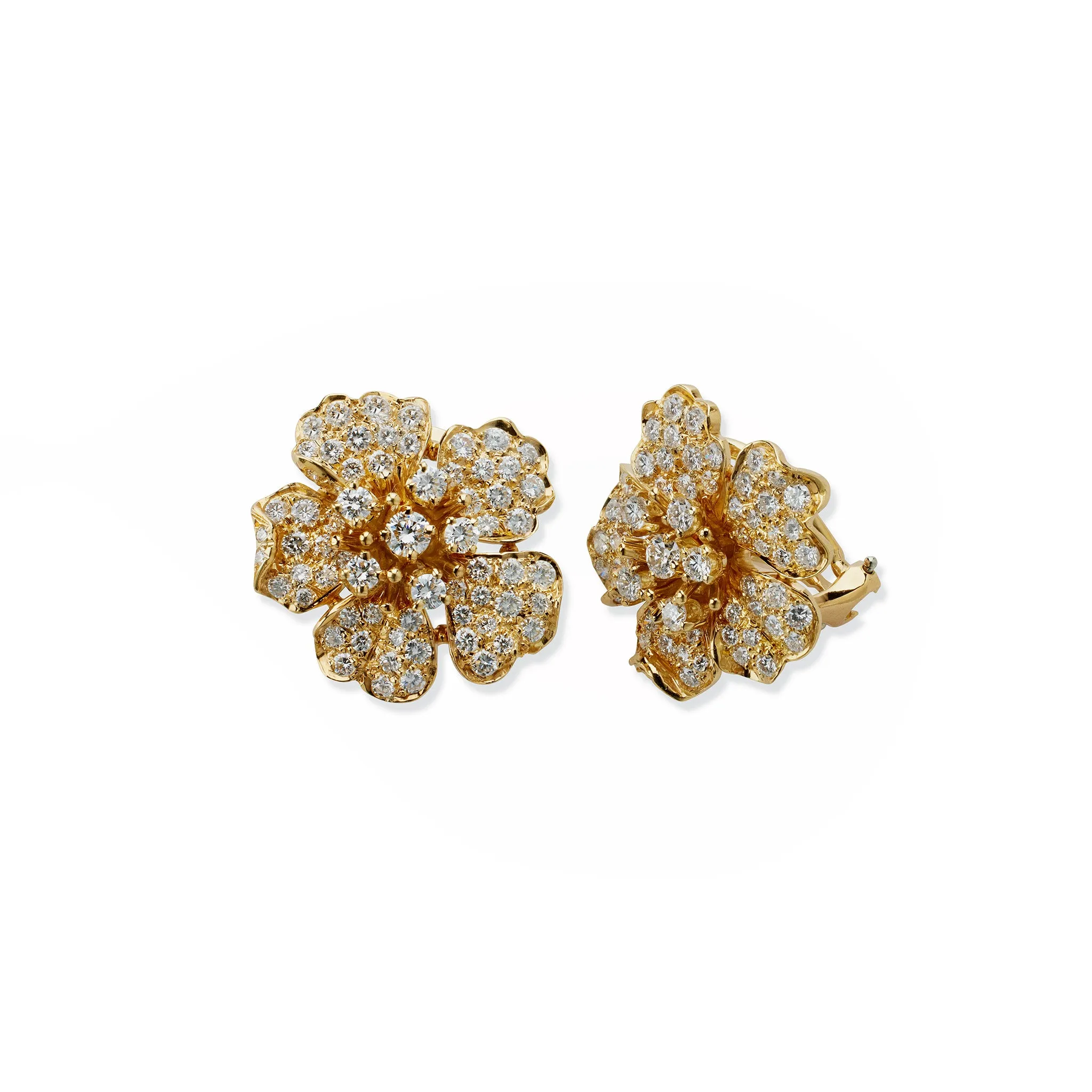 Tiffany & Co. Diamond Flower Blossom Clip Earrings