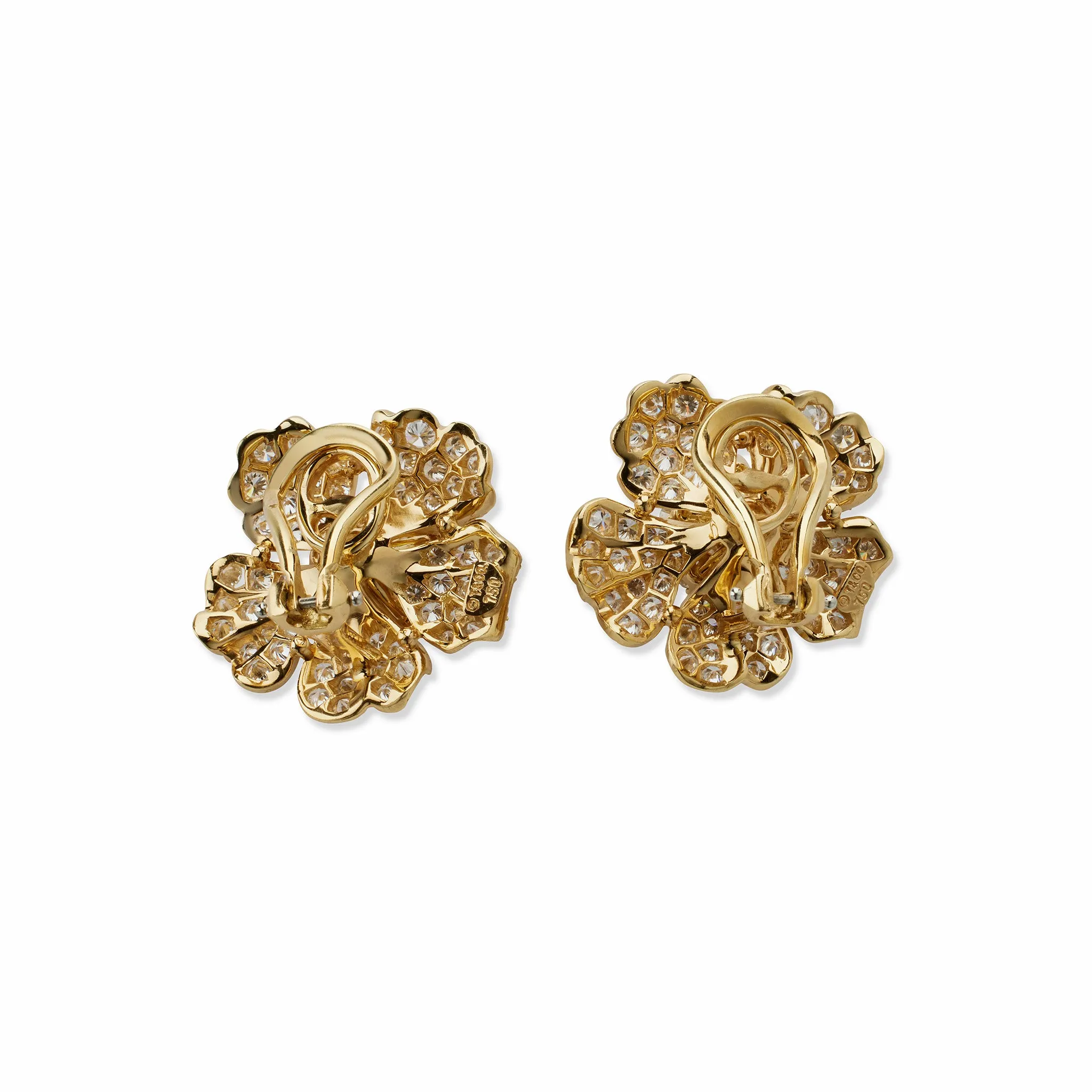 Tiffany & Co. Diamond Flower Blossom Clip Earrings