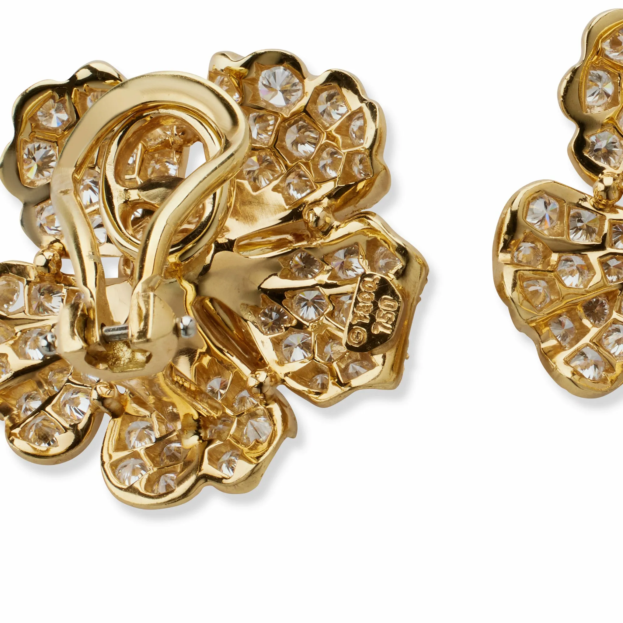 Tiffany & Co. Diamond Flower Blossom Clip Earrings