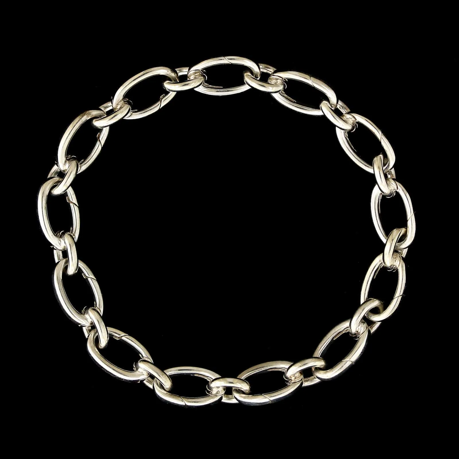 Tiffany & Co. Sterling Silver Estate Oval Clasping Link Bracelet