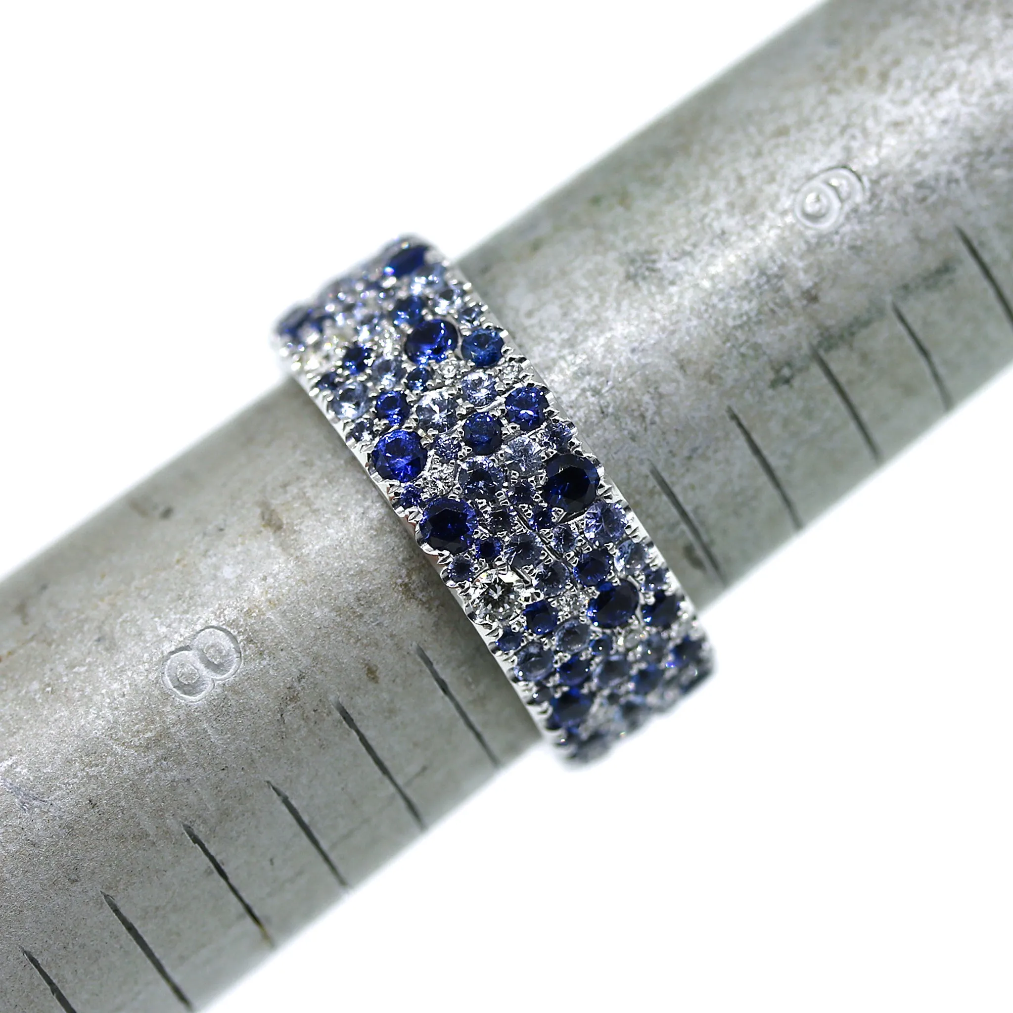 Tiffany and Co. Metro Collection Ring with Blue Sapphires & Diamonds