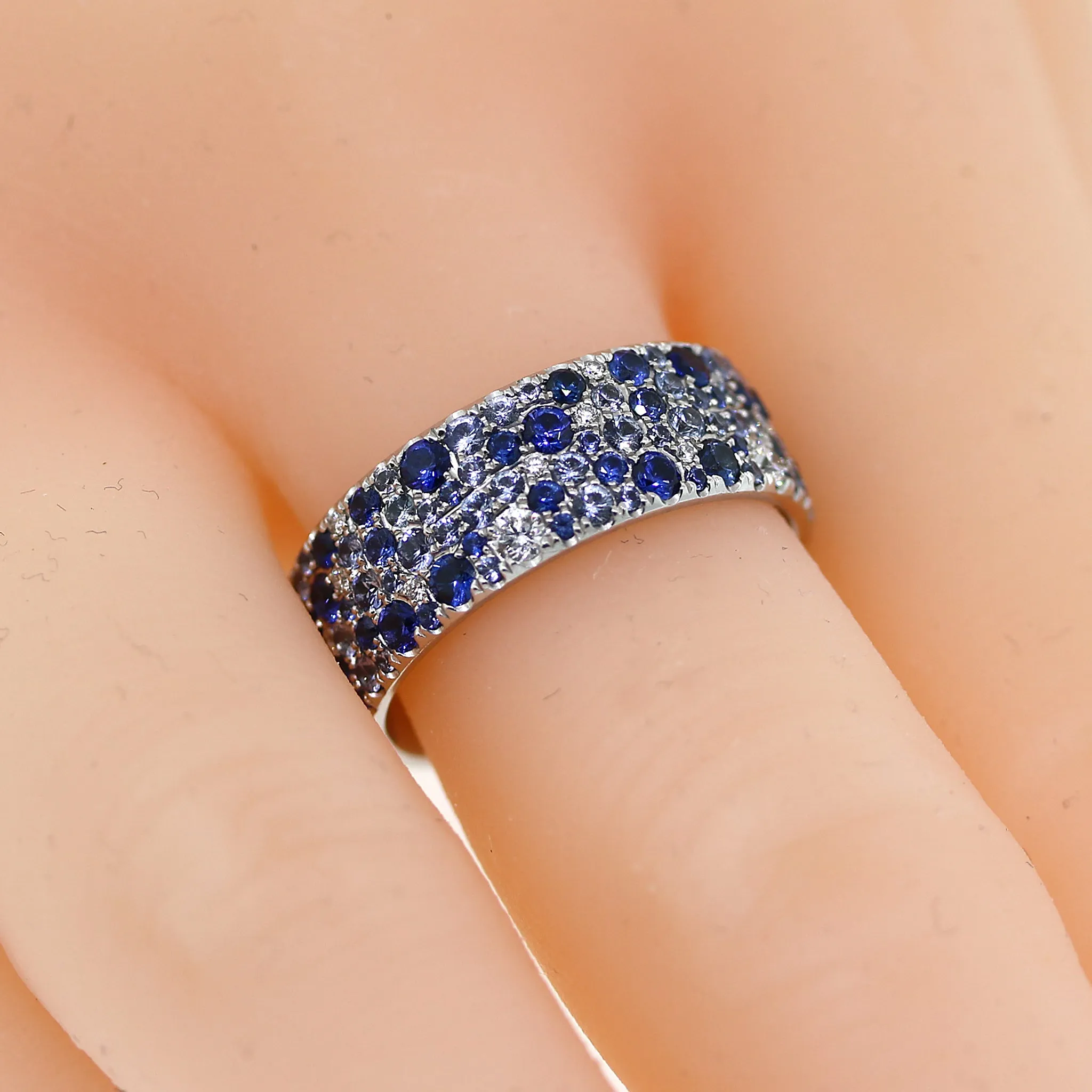 Tiffany and Co. Metro Collection Ring with Blue Sapphires & Diamonds