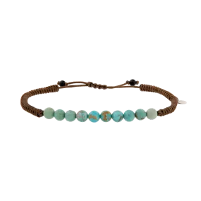 Turquoise Brown Cable Drawstring Bracelet