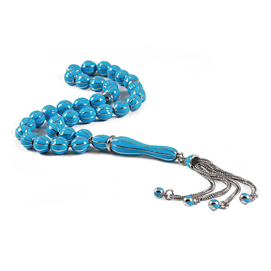 Turquoise Enameled Silver Tasbeeh