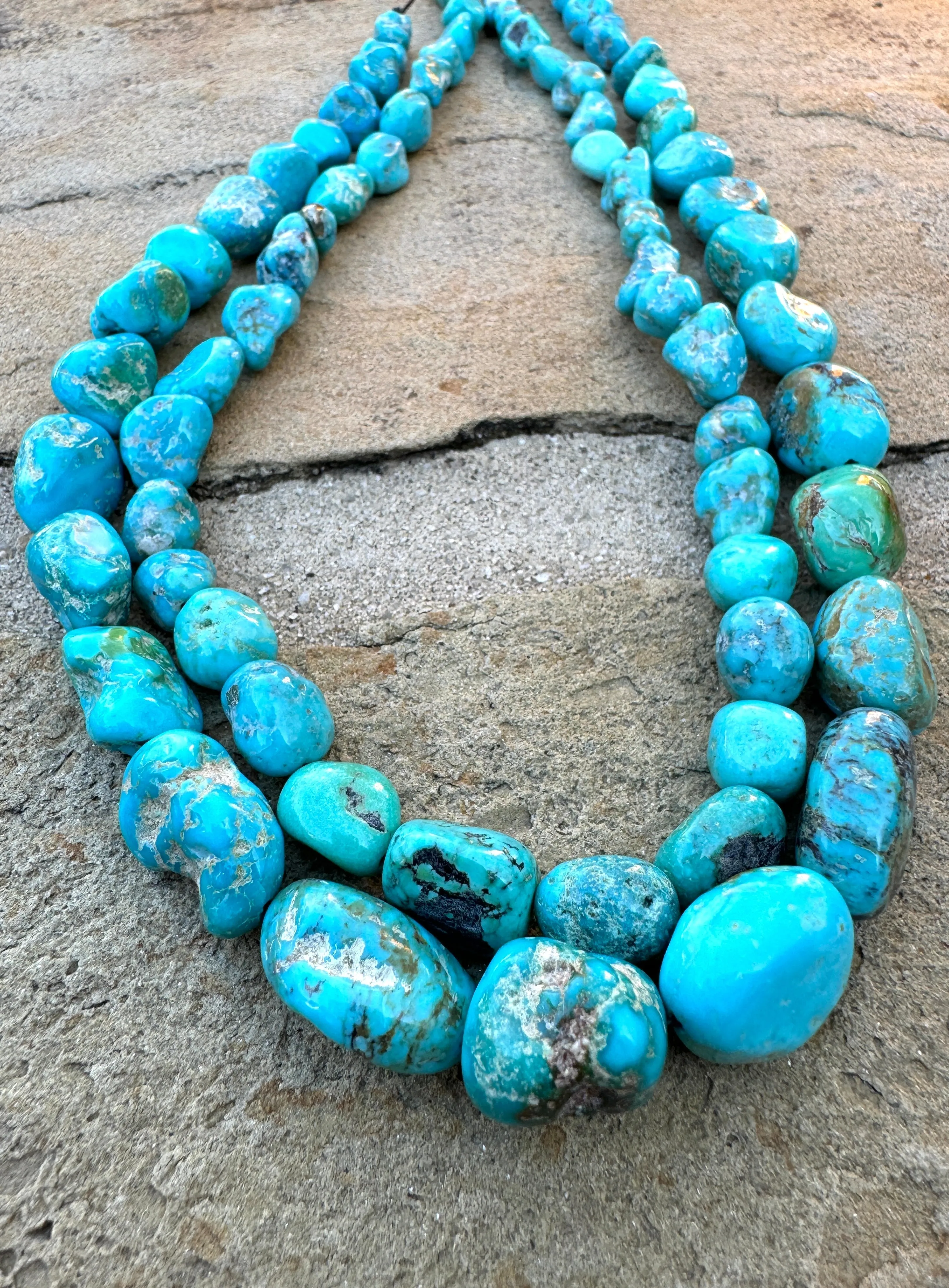 Turquoise Mountain Turquoise (Arizona) 8-18mm Graduated Nugget Beads, 16 inch strands