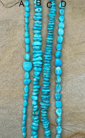 Turquoise Mountain Turquoise (Arizona) various Nugget Bead Strands, One 8 inch strand