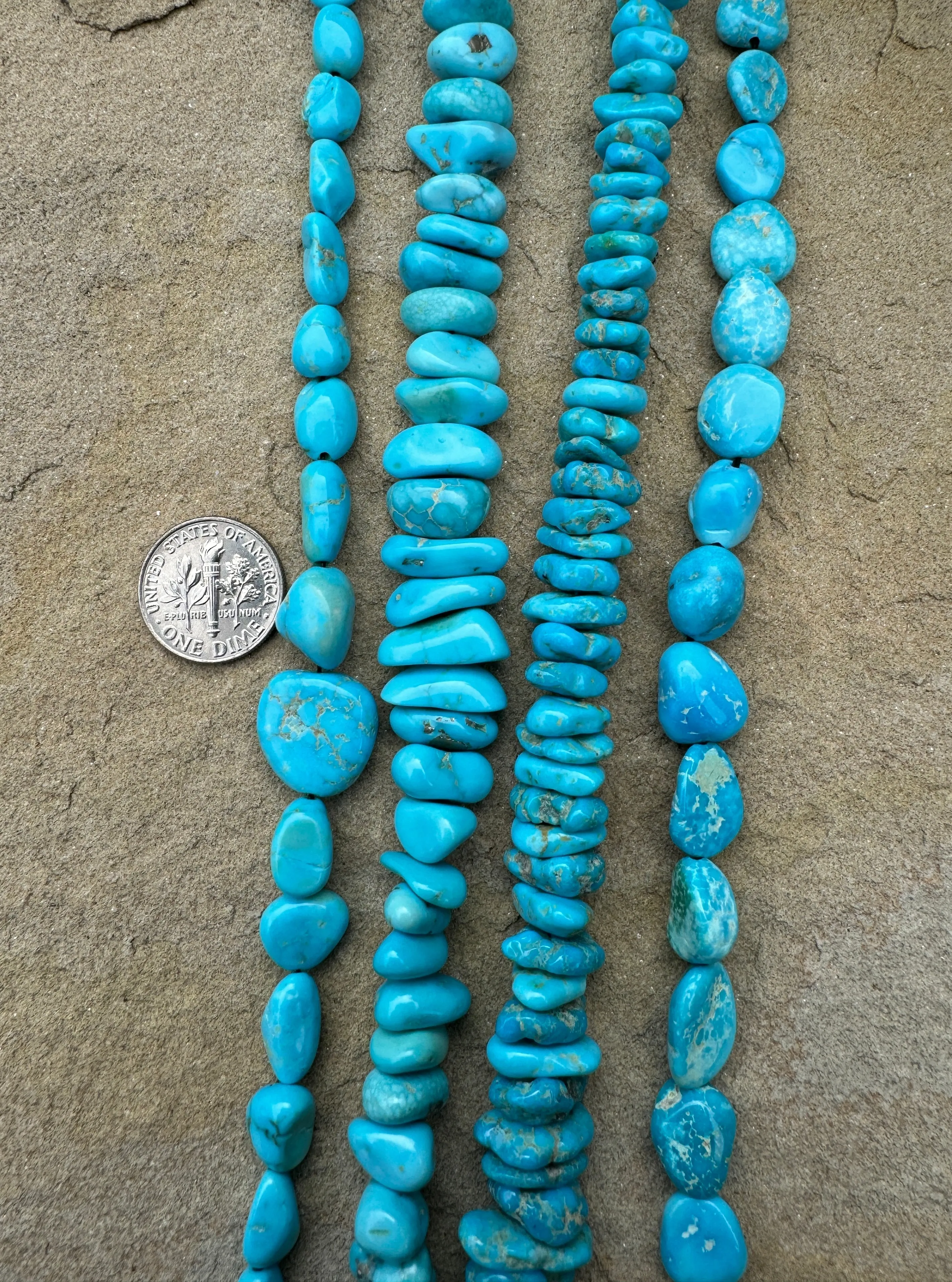 Turquoise Mountain Turquoise (Arizona) various Nugget Bead Strands, One 8 inch strand