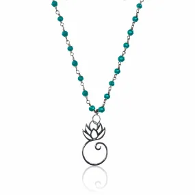 Turquoise Necklace with Lotus Flower for Exhaustion