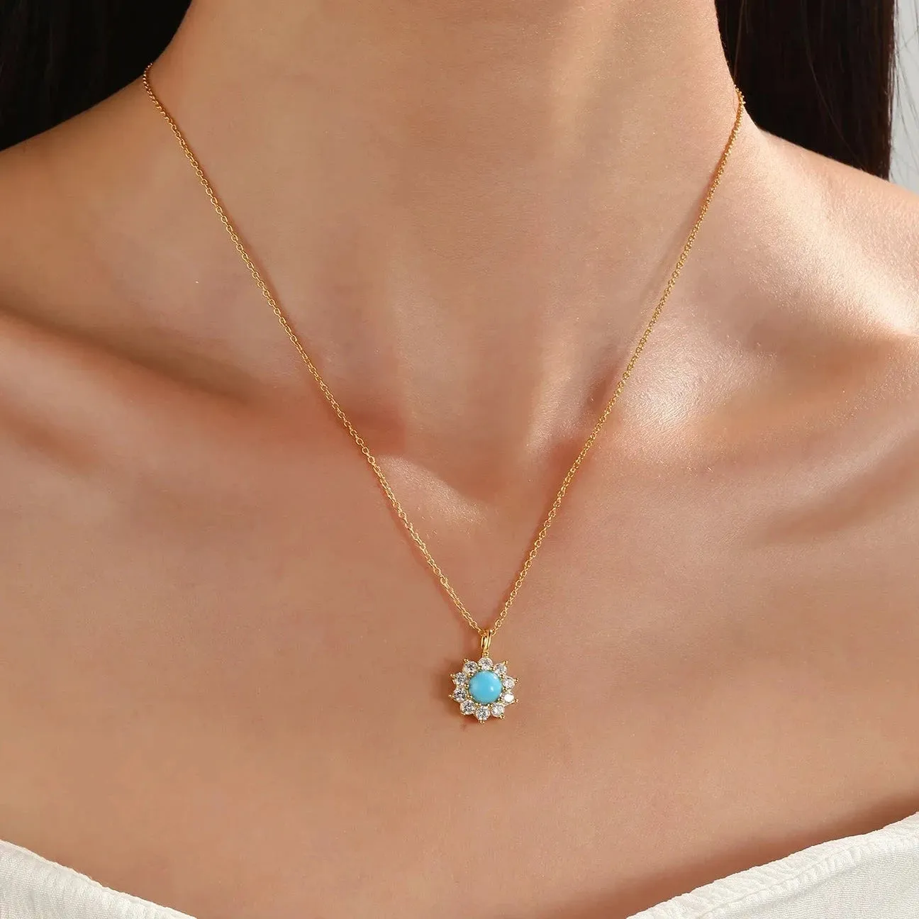 Turquoise Sunflower Necklace