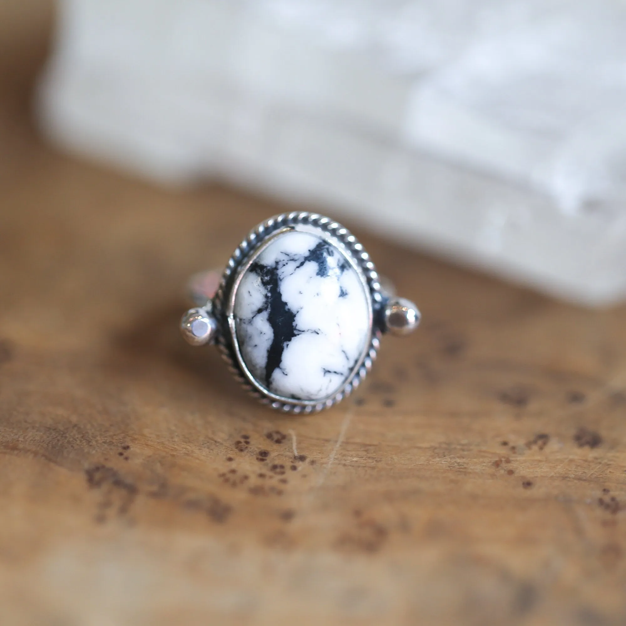 White Buffalo Lasso Ring - White Buffalo Ring - Silversmith Ring - OOAK