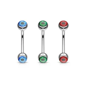 WILDKLASS 3 Pcs Value Pack Eyeball Inlaid 316L Surgical Steel Curved Barbells, Eyebrow Rings