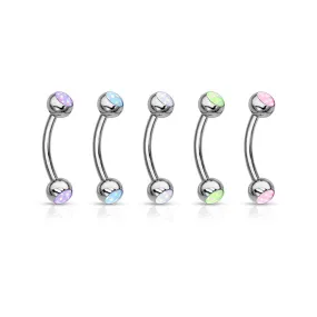 WILDKLASS 5 Pcs Value Pack Illuminating Stone Set 316L Surgical Steel Curved Barbells, Eyebrow Rings