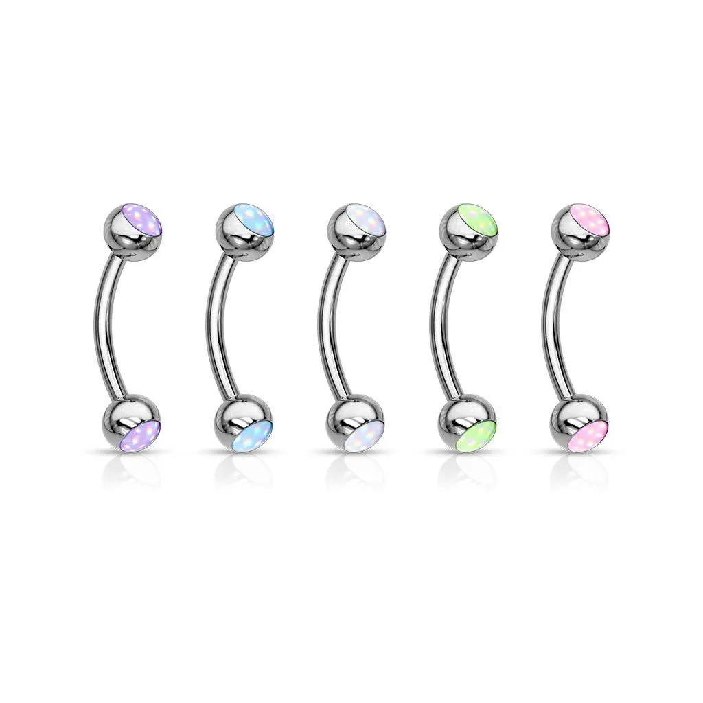 WILDKLASS 5 Pcs Value Pack Illuminating Stone Set 316L Surgical Steel Curved Barbells, Eyebrow Rings