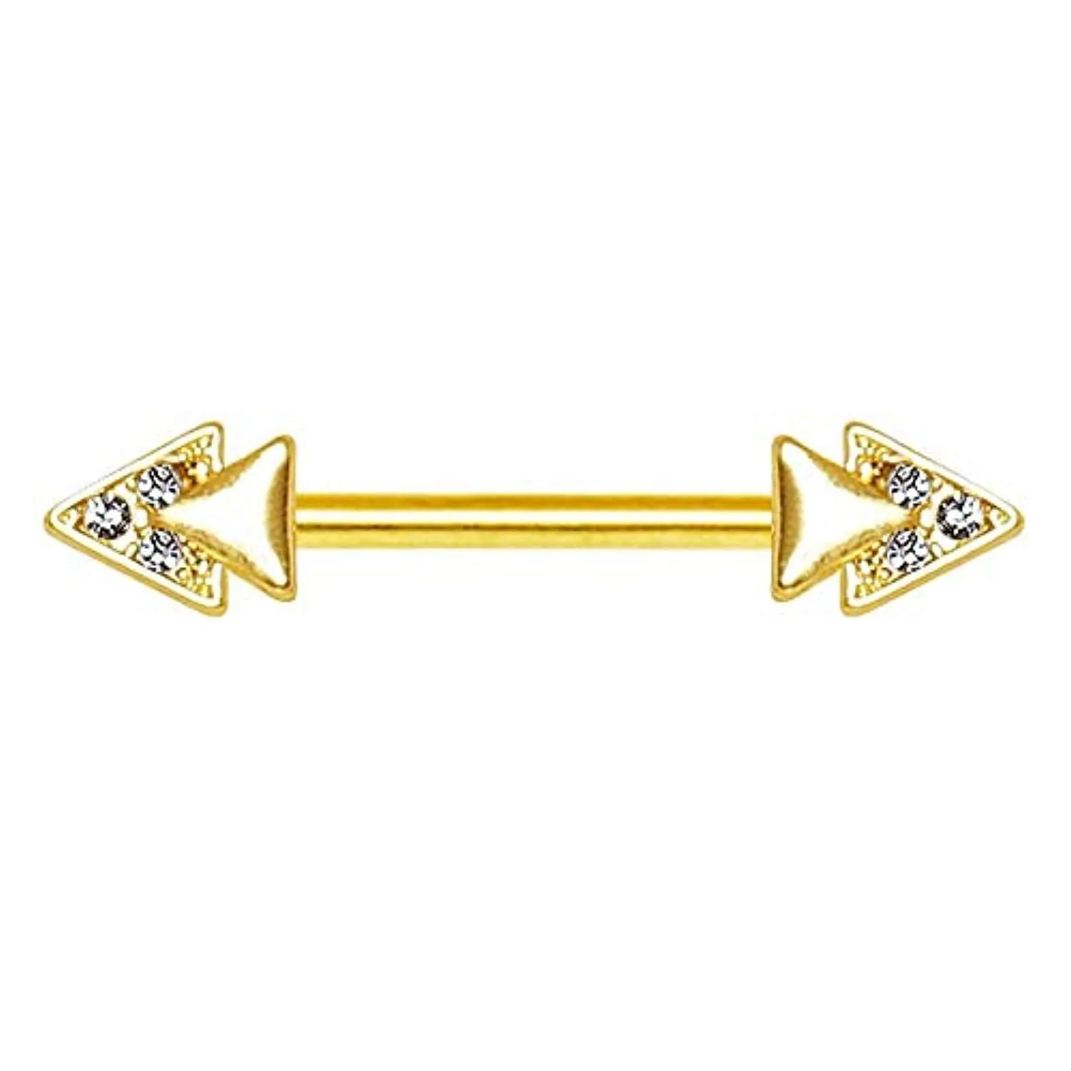 WildKlass Gold Plated Jeweled Double Triangle Nipple Bar