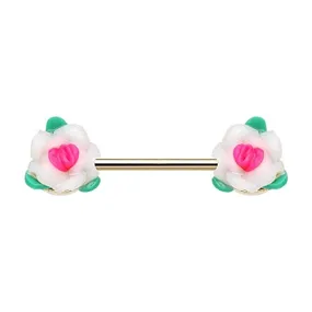 WILDKLASS Pastel Roses Flower Nipple Barbell Ring