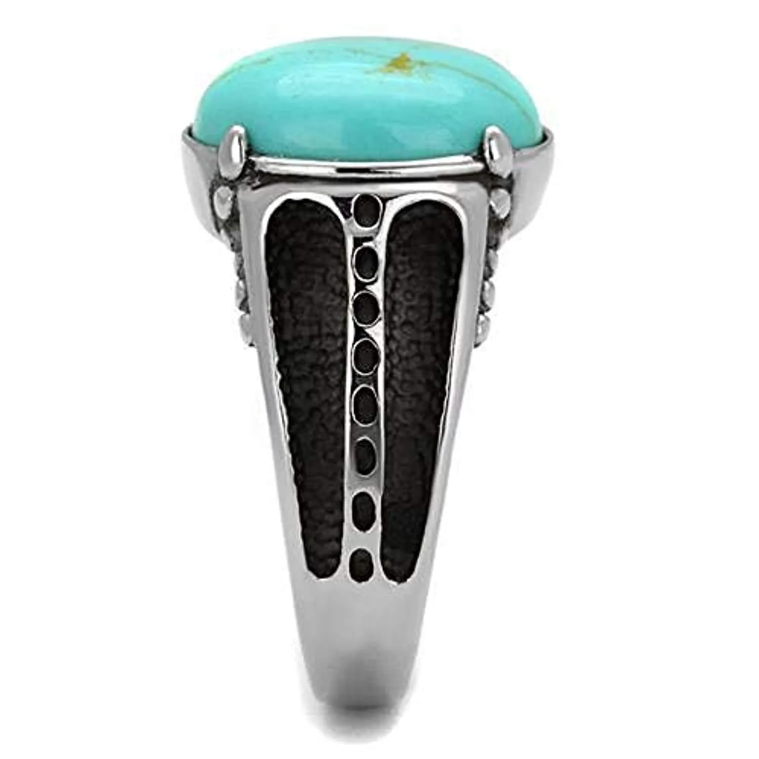 WildKlass Stainless Steel Ring High Polished (no Plating) Men Synthetic Turquoise