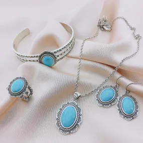 Women's Fashion Turquoise Western Antique Vintage Jewelry Sets