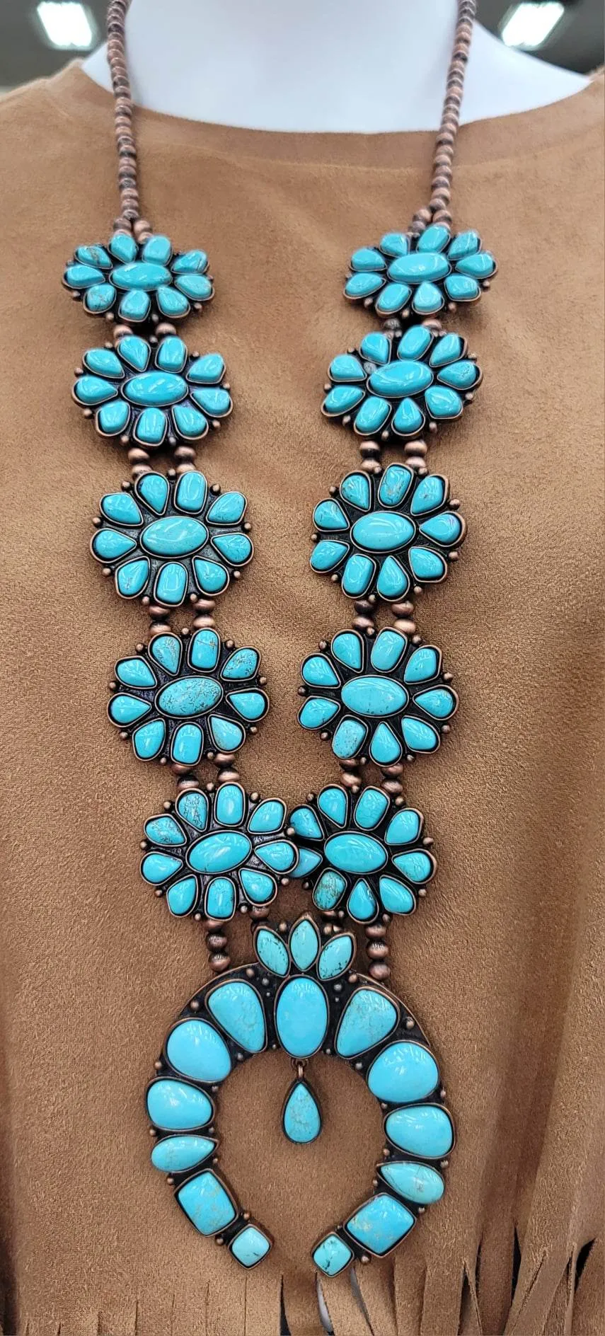 X-LARGE Turquoise Squash Blossom Necklace