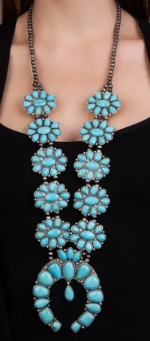 X-LARGE Turquoise Squash Blossom Necklace