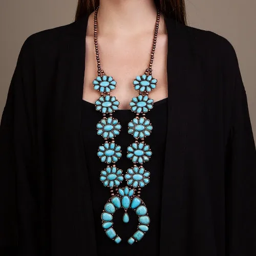 X-LARGE Turquoise Squash Blossom Necklace