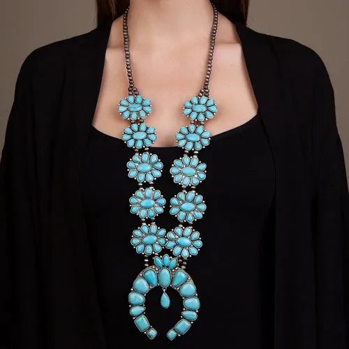 X-LARGE Turquoise Squash Blossom Necklace